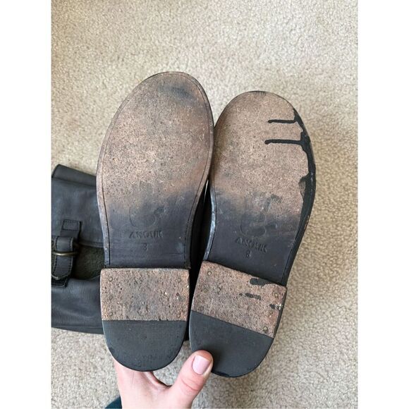 Anouk Leather Riding Boots size 8 Buckle Pull On Slouch Biker - Picture 9 of 10